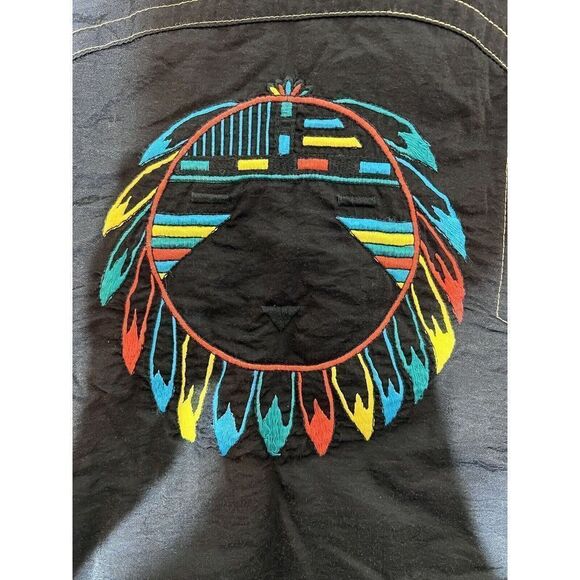 Vintage Colmar Vest Adult Large 8 US Black Yellow Ski Southwestern Dream Catcher - Picture 7 of 11